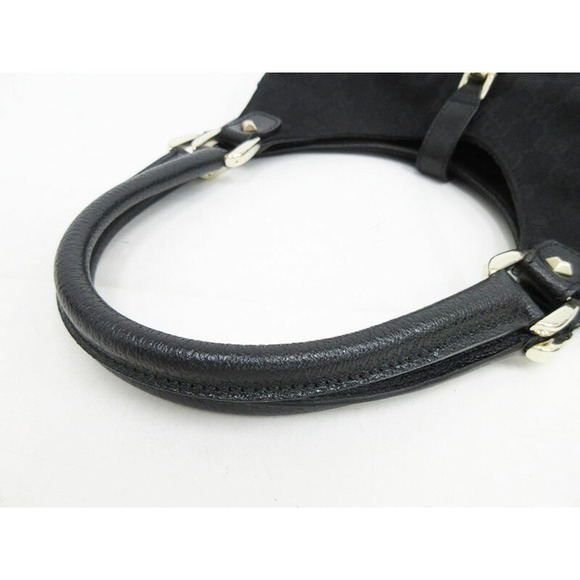 GUCCI Jackie Handbag Black GG Canvas Leather Bag - Picture 6 of 9